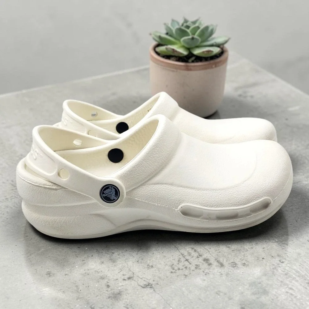 Crocs Bistro Work Clog White Slip Resistant Chef Nursing Shoes Mens 7 Womens 9